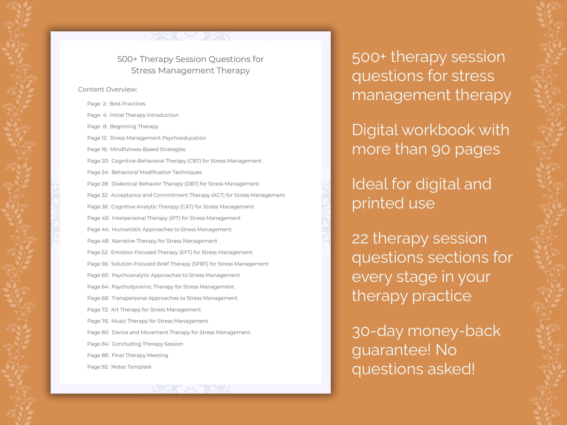 Stress Management Therapy Worksheets