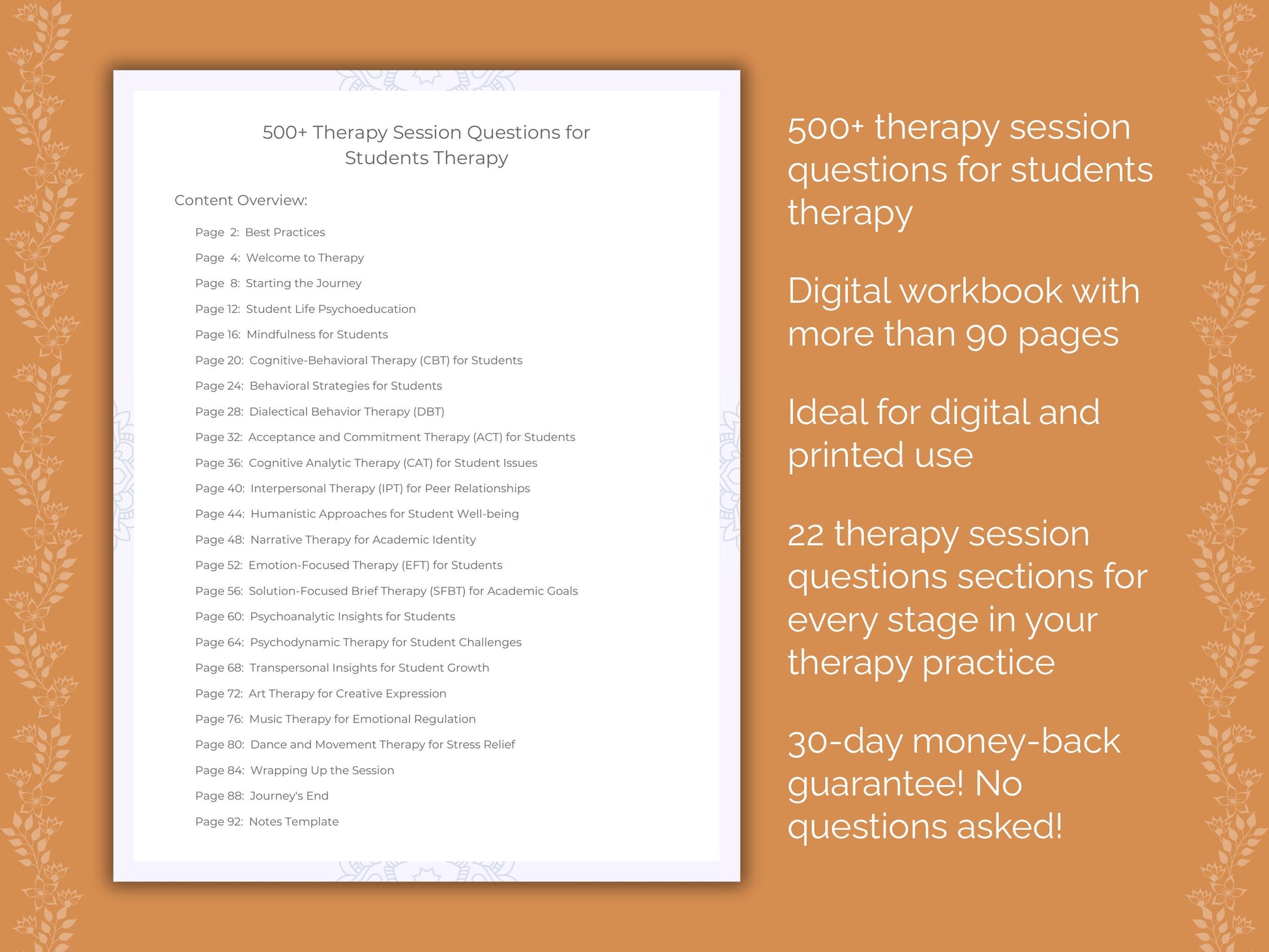 Students Therapy Session Questions