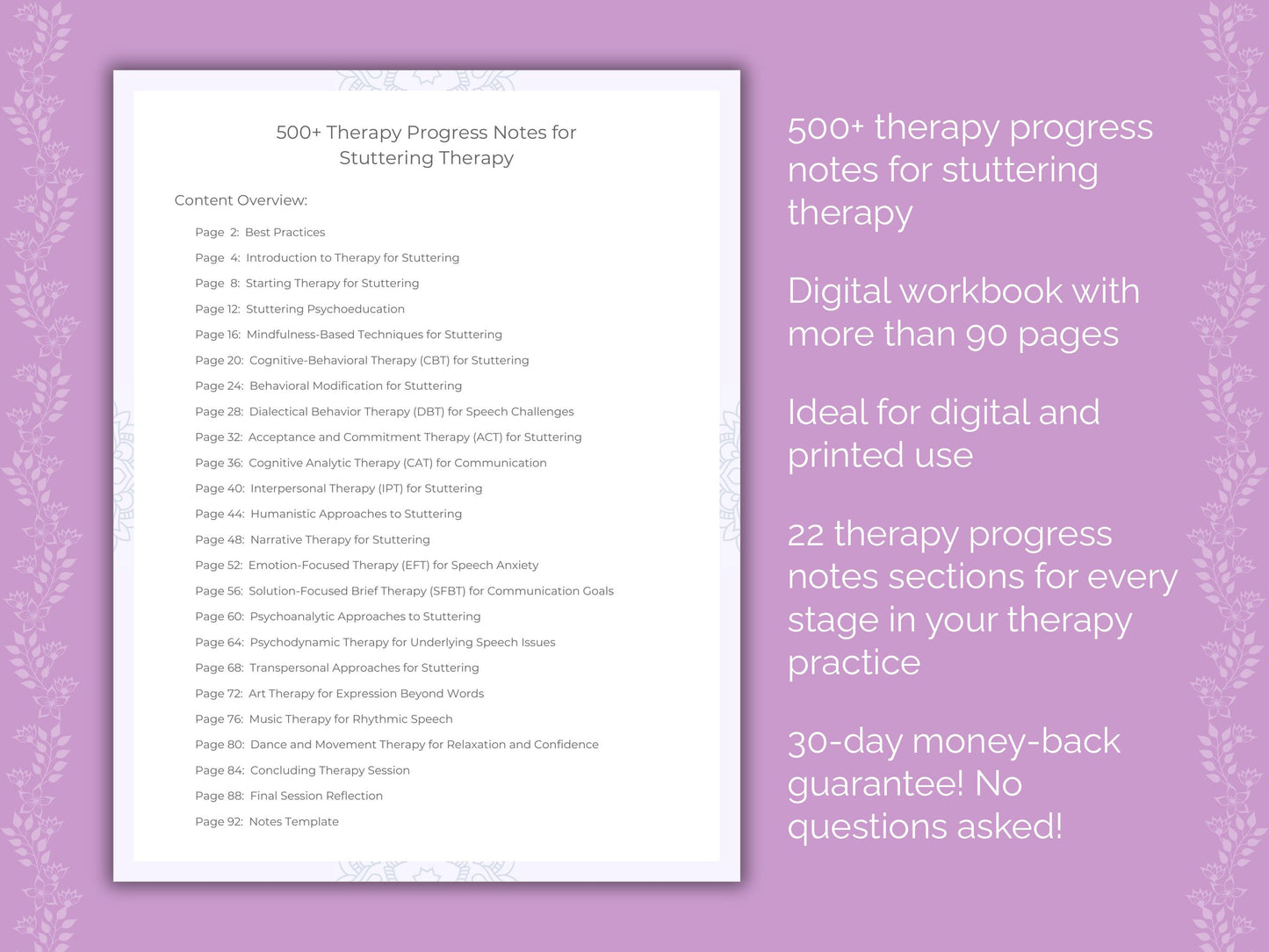 Stuttering Therapy Progress Notes Workbook