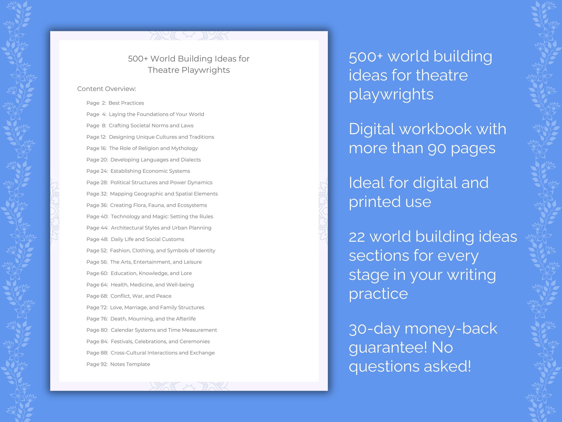 Theatre Playwrights World Building Ideas Workbook