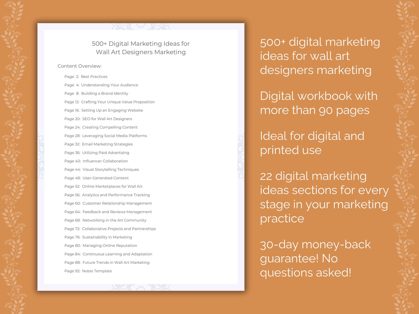 Wall Art Designers Digital Marketing Ideas Worksheets