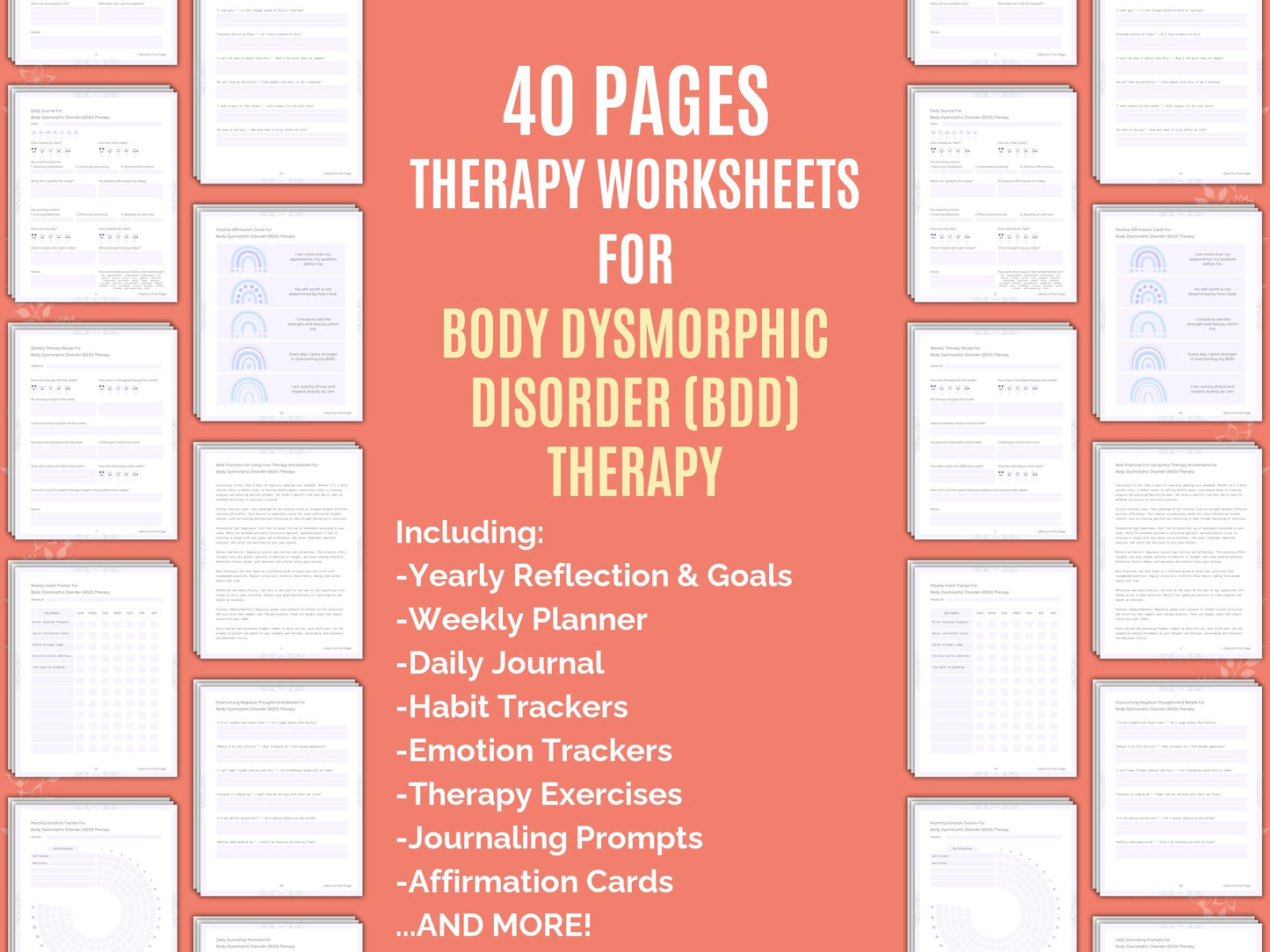 BDD Therapy, BDD Resources, BDD Notes, BDD Cheat Sheet, BDD Planners, BDD Workbooks, BDD Counseling, BDD Journals, BDD Goal Setting, BDD Tools, Body, BDD Journaling, Dysmorphic, BDD Templates, Disorder