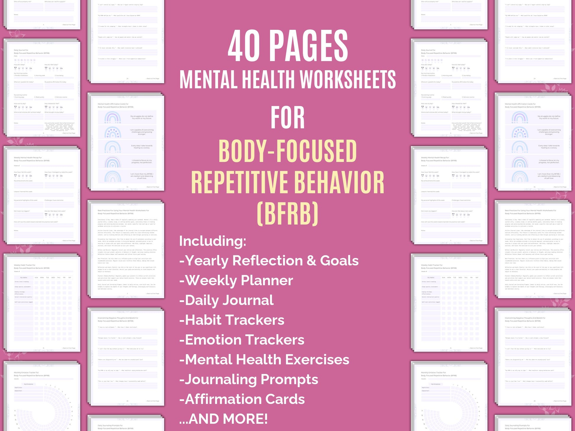 BFRB Workbooks, BFRB Notes, BFRB Templates, BFRB Counseling, BFRB Journaling, BFRB Goal Setting, BFRB Mental Health, BFRB Journals, Repetitive, BFRB Planners, BFRB Therapy, Behavior, BFRB Tools, Body-Focused, BFRB Resources, BFRB Cheat Sheet