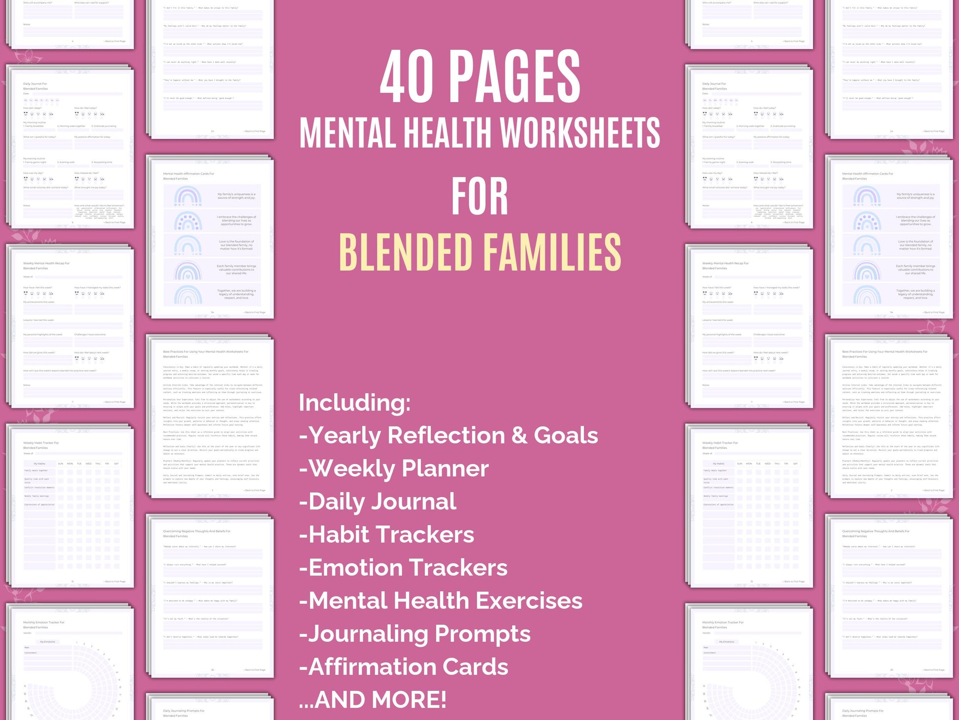 Resources, Therapy, Planners, Blended Families Mental Health, Counseling, Templates, Tools, Workbooks, Notes, Journals, Journaling, Cheat Sheet, Goal Setting