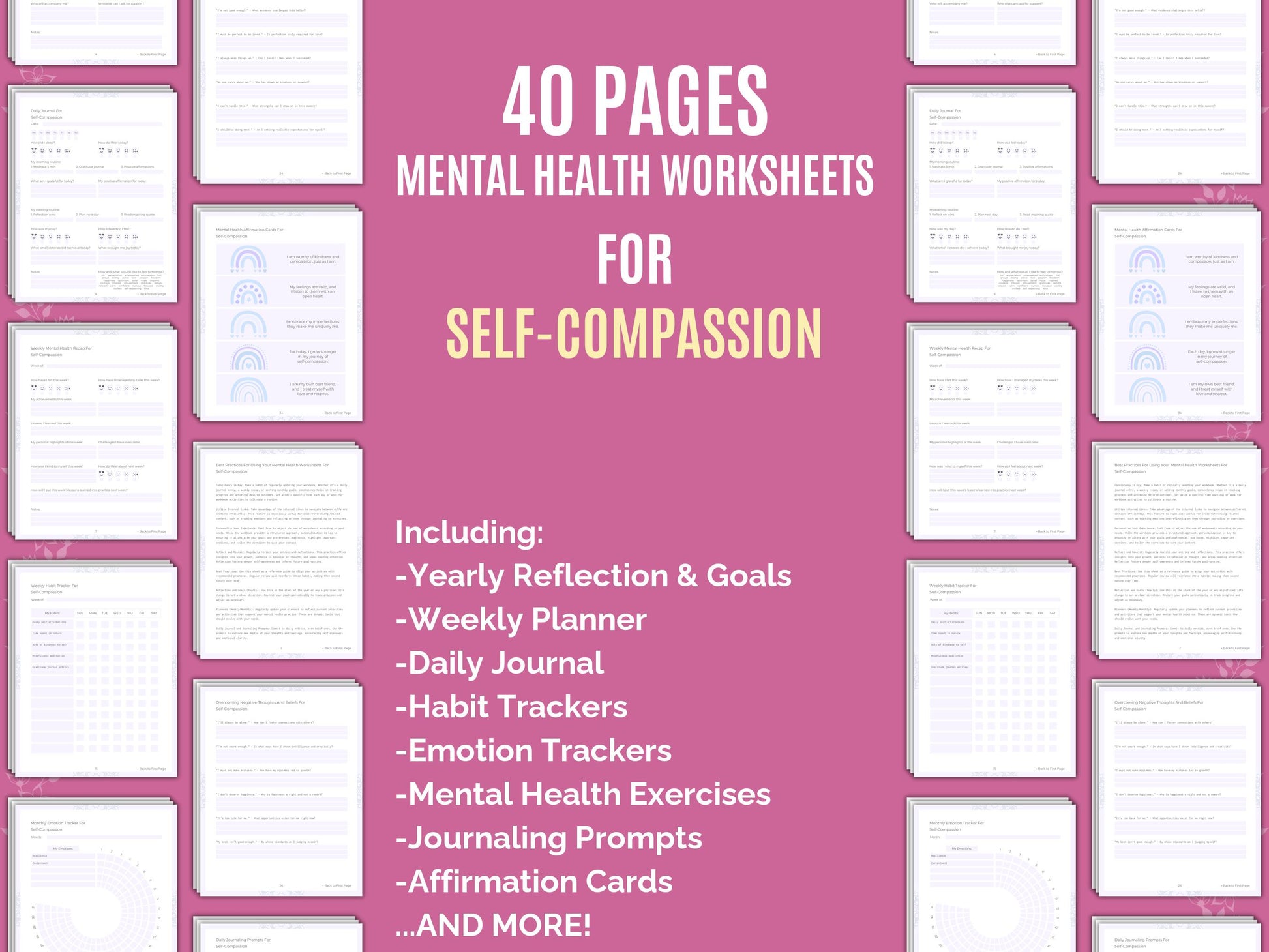 Templates, Goal Setting, Cheat Sheet, Self-Compassion Mental Health, Journals, Notes, Therapy, Resources, Workbooks, Journaling, Counseling, Tools, Planners