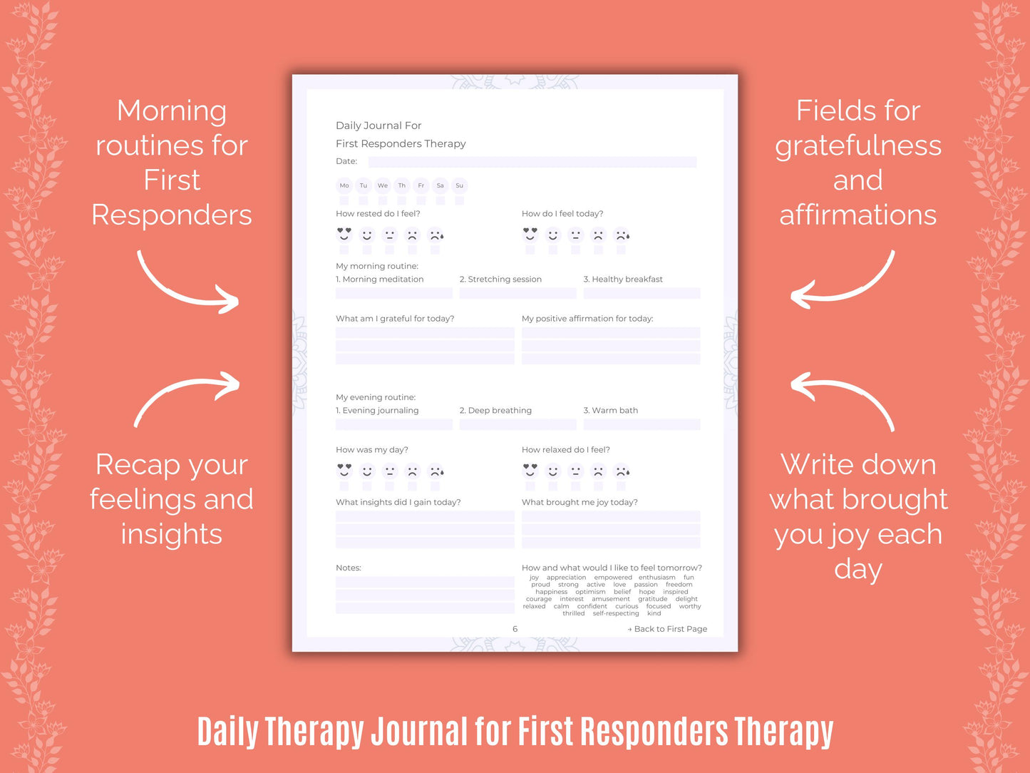 First Notes, First Therapy, First Goal Setting, First Workbooks, First Journaling, First Resources, First Counseling, First Journals, First Tools, First Cheat Sheet, Responder, First Planners, First Templates