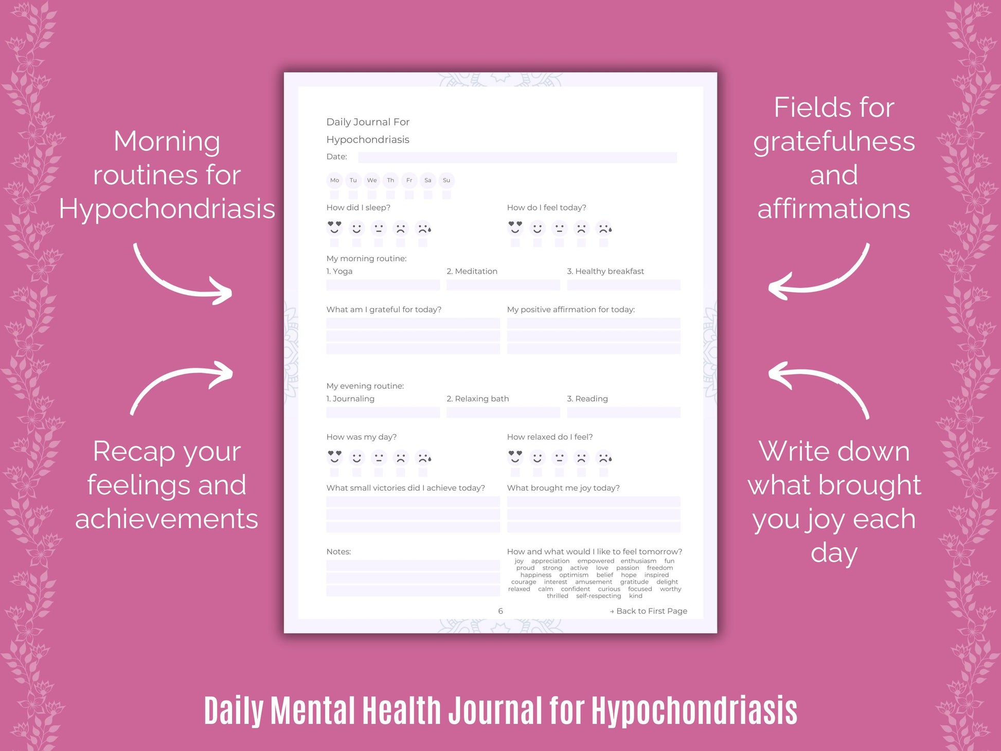 Therapy, Counseling, Resources, Journals, Workbooks, Planners, Tools, Goal Setting, Cheat Sheet, Notes, Templates, Hypochondriasis Mental Health, Journaling
