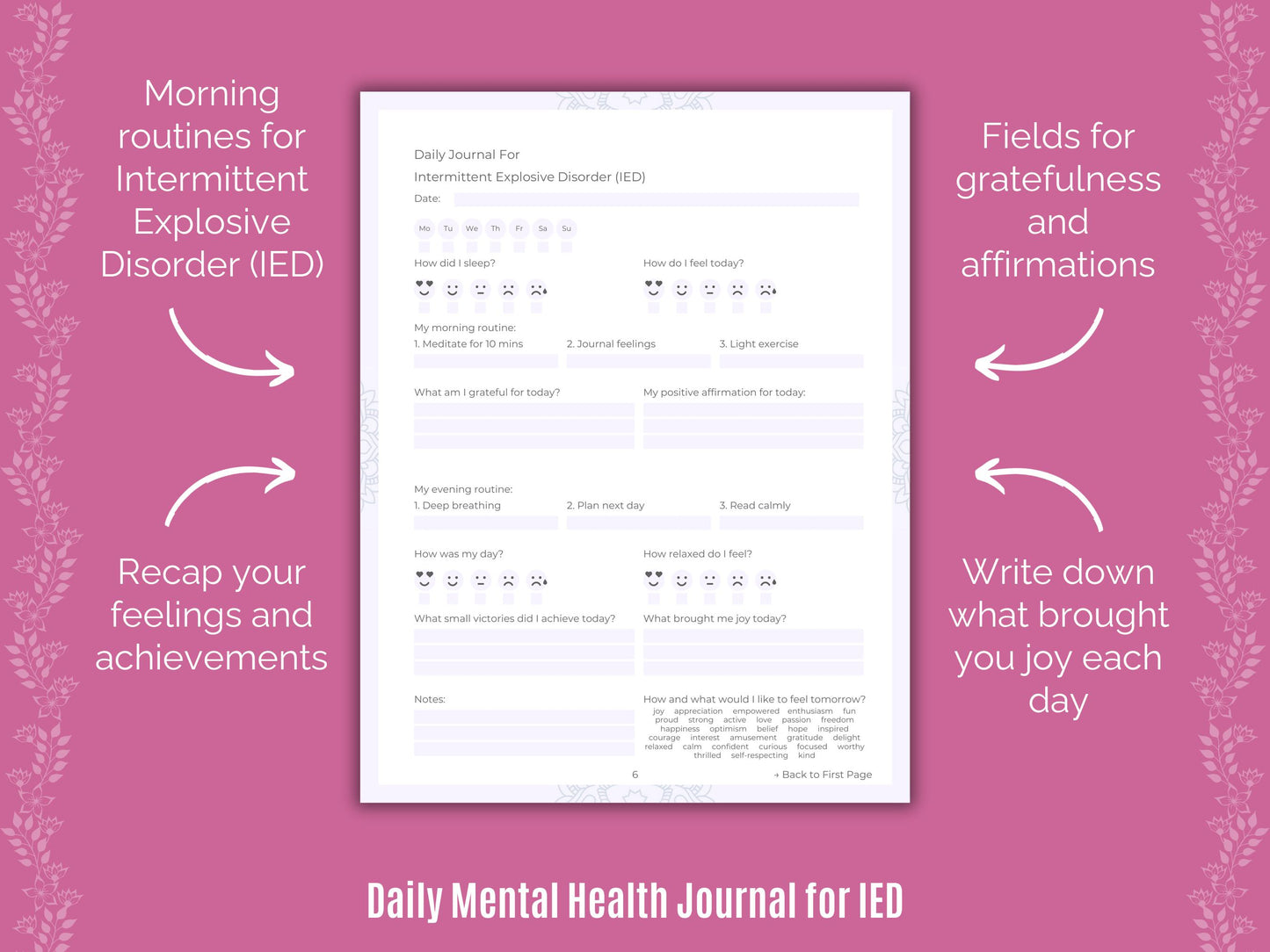 Intermittent, IED Resources, IED Journals, Disorder, IED Goal Setting, IED Planners, IED Counseling, IED Mental Health, IED Tools, IED Templates, IED Workbooks, IED Therapy, IED Journaling, Explosive, IED Notes, IED Cheat Sheet