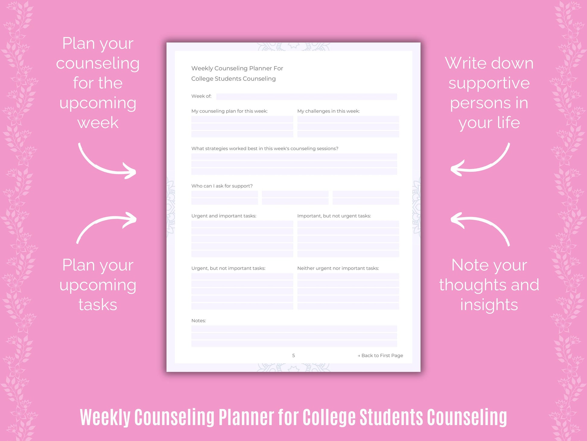 College Students Counseling Worksheets