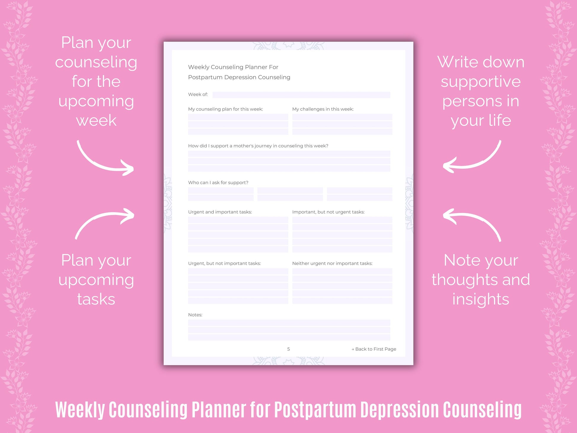 Postpartum Depression Counseling Planner